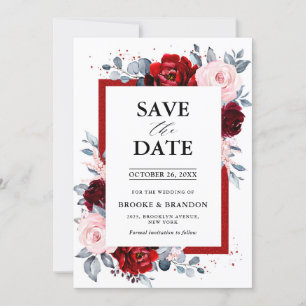 Reserva La Fecha Borgoña Dusty Blue Slate Save the Date