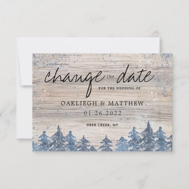 Reserva La Fecha Bosque de acuarela de invierno Cambio de fecha (Anverso)