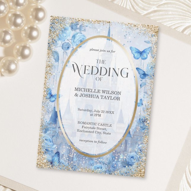 Reserva La Fecha Bosque Encantado Castillo de Cuento de Hadas Marip (Enchanted Wood Fairytale Castle Floral Butterflies Save The Date)