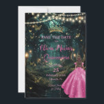 Reserva La Fecha Bosque encantado Fuchsia Vestido rosa Quinceañera<br><div class="desc">Personalice esta encantadora selva encantada / noche estrellada Quinceañera / dulce 16 cumpleaños, salve la fecha fácil y rápidamente. Simplemente haga clic en el botón Editar usando herramientas de diseño para editar el texto, cambiar estilos de fuente y colores de fuente. Con un chica vestido con un vestido rosa fucsia...</div>