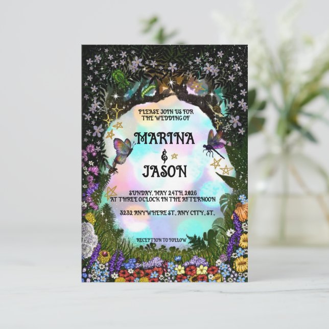Reserva La Fecha Bosque Mágico de Fantasía de Hadas (Anverso de pie)