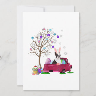 Reserva La Fecha Boston terrier Hunt Eggs Tree vintage truck Pascua