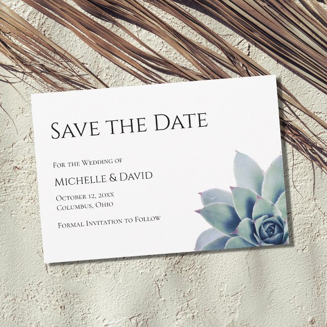 Reserva La Fecha Botanical Desert Succulent Simple Wedding  (Subido por el creador)