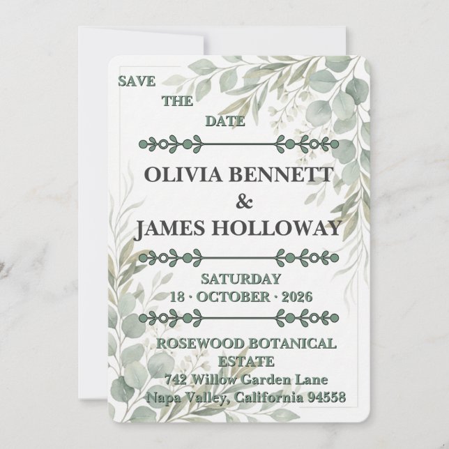 Reserva La Fecha Botanical Garden Romance Save the Date Card (Anverso)