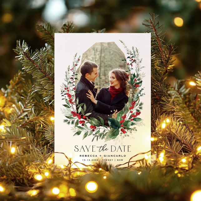 Reserva La Fecha Botanical Winter Berries Greenery Wedding (Subido por el creador)