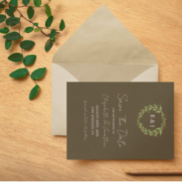 Reserva La Fecha Botanical Wreath Earth Tone Wedding