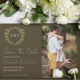 Reserva La Fecha Botanical Wreath Earth Tone Wedding