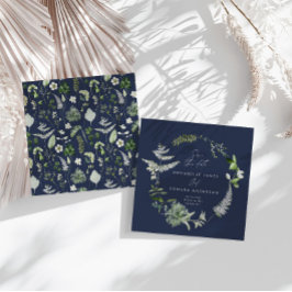 Reserva La Fecha Botánico Personalizado Bodas Azul Marino Floral