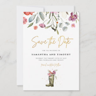 Reserva La Fecha Botas Wellington Floral Save The Date
