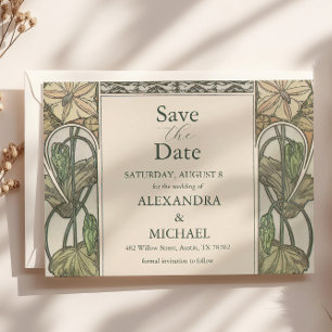 Reserva La Fecha Bougainvillea Arte Verde Nouveau Mucha Boda