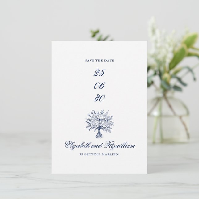 Reserva La Fecha Bouquet minimalista de bodas (Anverso de pie)