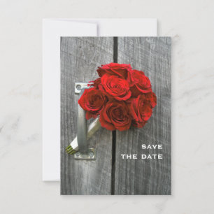 Reserva La Fecha Bouquet Rojo y Boda Barnwood Salven La Fecha