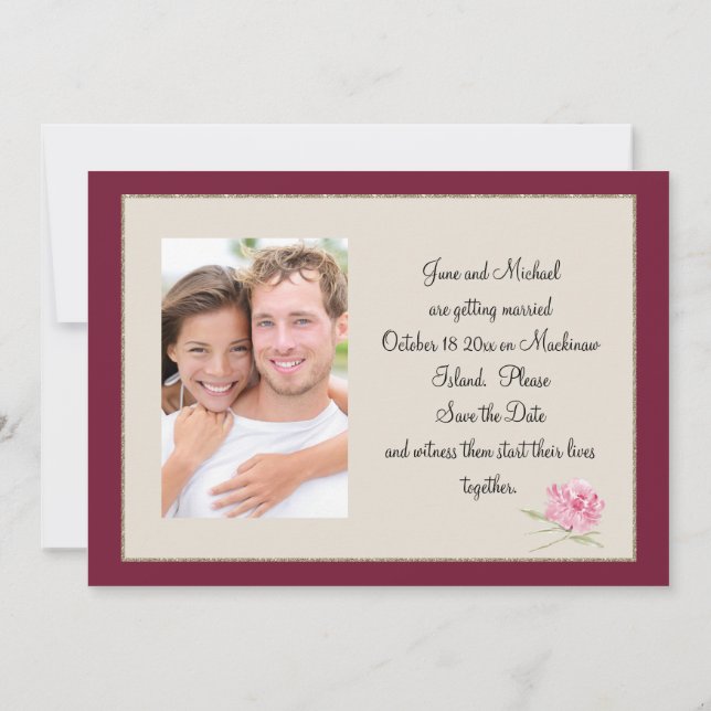 Reserva La Fecha Boysenberry Photo Save the Date Card (Reverso)