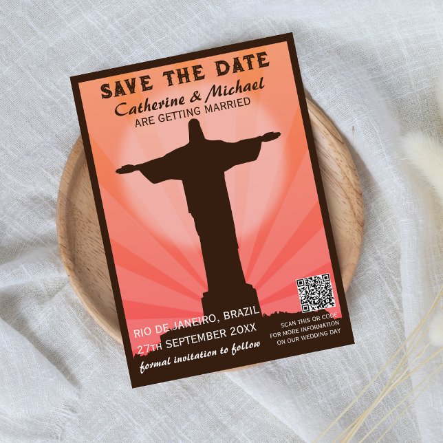 Reserva La Fecha Brasil Código QR estilo afiche de viajes sudameric (Subido por el creador)