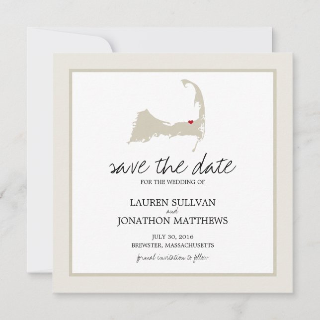 Reserva La Fecha Brewster Cape Cod Wedding Save the Date (Anverso)