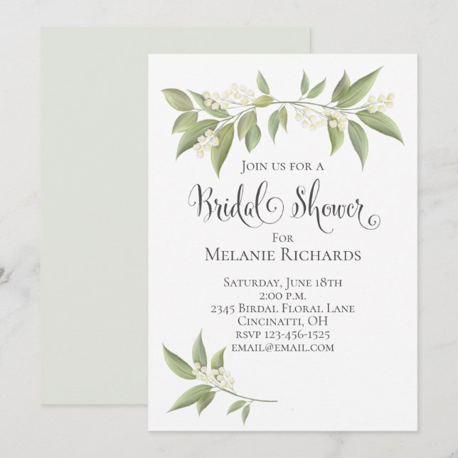 Reserva La Fecha Bridal Shower Baby's Breath Floral Greenery (Anverso / Reverso)