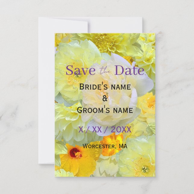 Reserva La Fecha Bright Yellow Floral Save the Date | Modern Sunny  (Anverso)