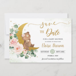 Reserva La Fecha Brillante Bear Crescent Moon Rubor Floral