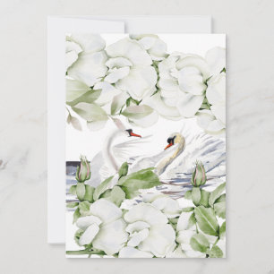 Reserva La Fecha British White Floral & Swan Watercolor Art