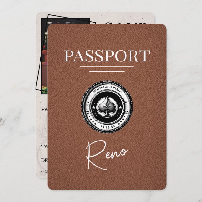 Reserva La Fecha Brown Reno Passport Guardar la fecha (Anverso / Reverso)
