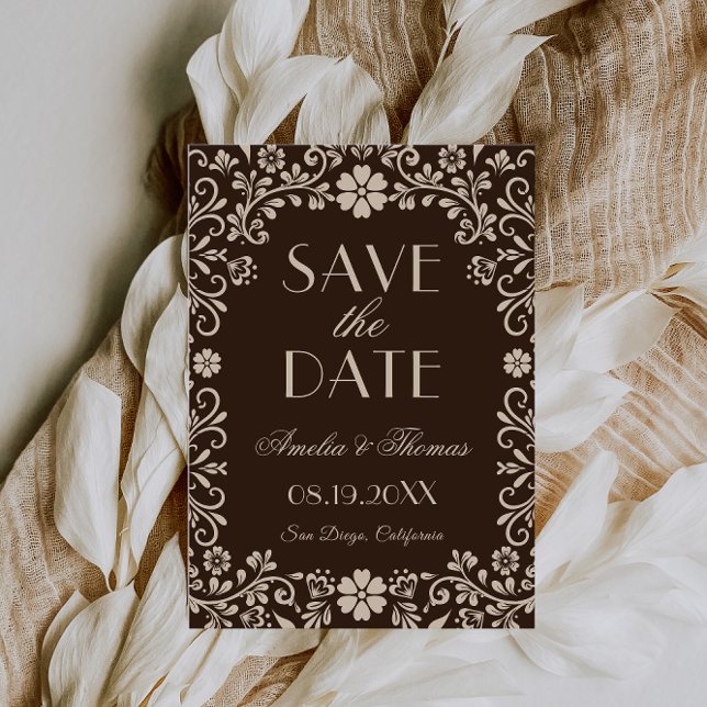 Reserva La Fecha Brown Timeless Floral Wedding  (Subido por el creador)