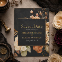 Bruja del Bosque Floral Negro Save the Date