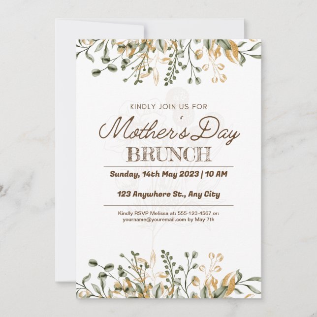 Reserva La Fecha Brunch del Día de la Madre con acuarela floral (Anverso)