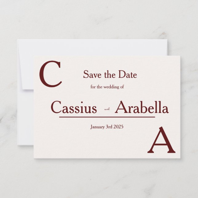 Reserva La Fecha Burgundy Bliss: Versión 1 Guardar la Fecha (Anverso)