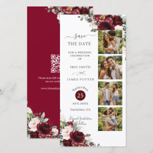 Reserva La Fecha Burgundy Blush Floral Photo Booth Wedding QR 