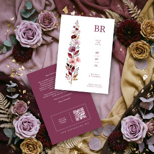 Reserva La Fecha Burgundy Botanical Cottagecore Garland Wedding