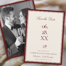 Reserva La Fecha Burgundy Estate Formal Modern Photo Type Wedding