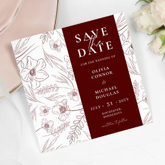 Reserva La Fecha Burgundy Floral Wedding QR Code Save The Date