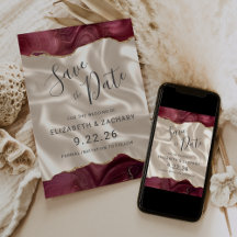 Burgundy Gold Agata Marfil Seda Save the Date