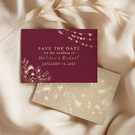 Reserva La Fecha Burgundy Gold Floral Save the Date Card