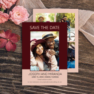 Reserva La Fecha Burgundy Pink 4 Photo Boda Save Date Save Date