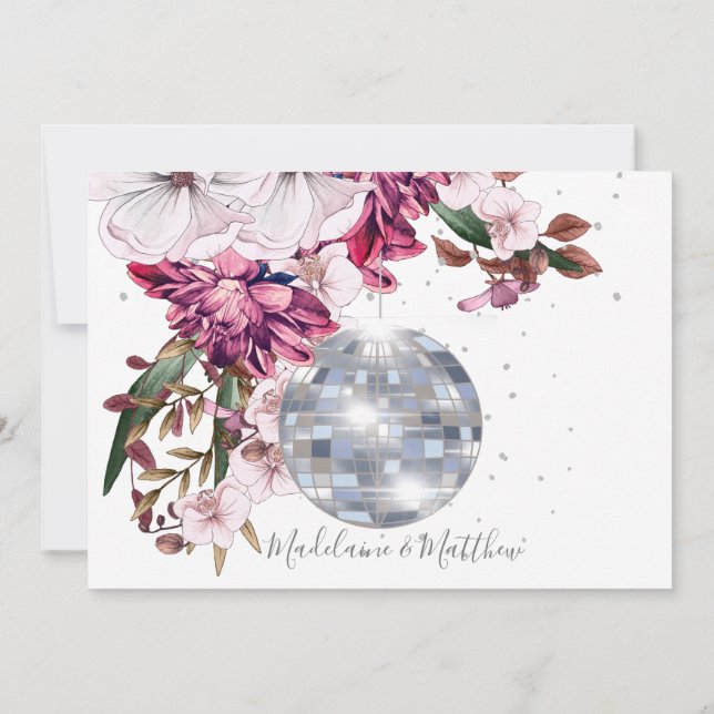 Reserva La Fecha Burgundy Rubor Disco Elegant Wedding Save The Date (Reverso)