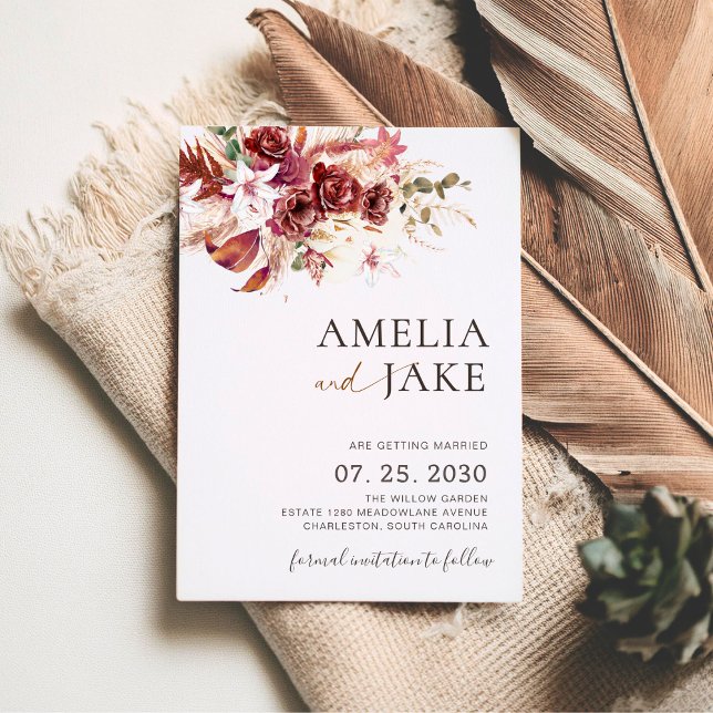 Reserva La Fecha Burgundy We’re Getting Married Save the Date  (Subido por el creador)