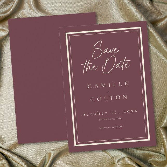 Reserva La Fecha Burgundy Wine Minimalist Frame Wedding (Burgundy Wine Minimalist Frame Wedding Save The Date)