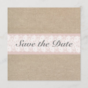 Reserva La Fecha Burlap & Lace Personalizable Rosado Guardar la fec