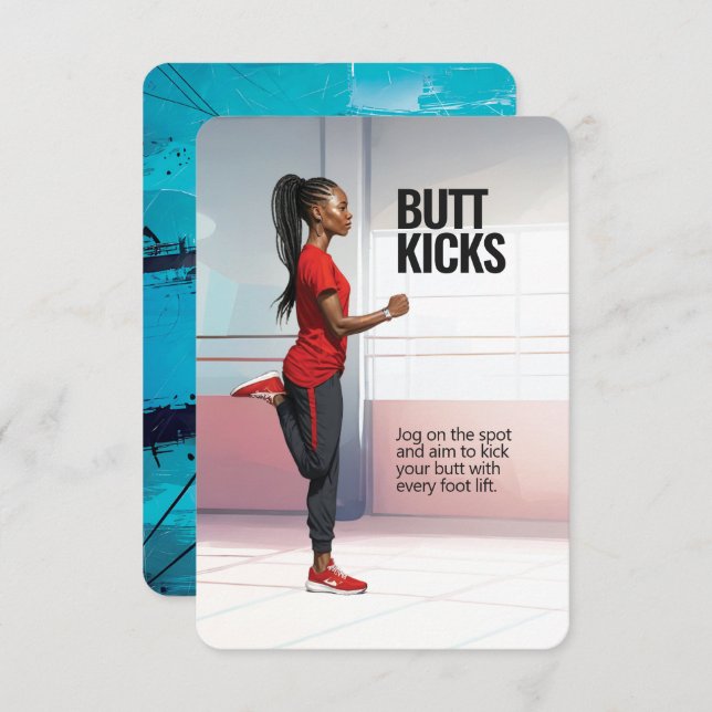 Reserva La Fecha Butt Kicks Fitness Card con Blue Backing (Anverso / Reverso)