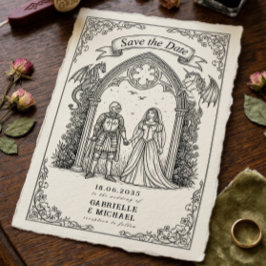 Reserva La Fecha Caballero Gótico Medieval Novio Fecha de la Boda