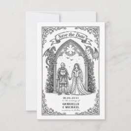Reserva La Fecha Caballero Gótico Medieval Novio Fecha de la Boda