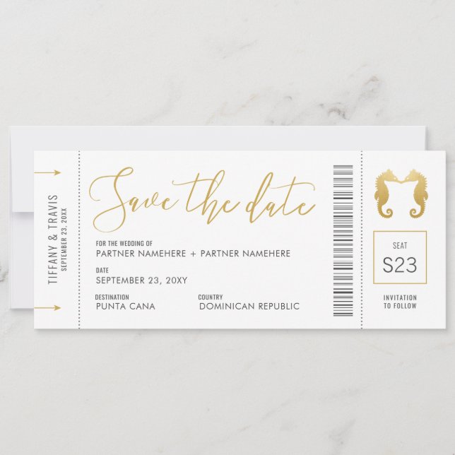 Reserva La Fecha Caballos de mar para abordar la playa de entradas  (Anverso)