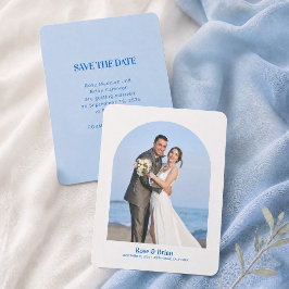 Reserva La Fecha Cabana Ondulado Azul Boda Salva El Día