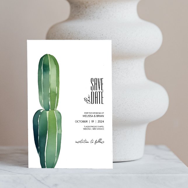 Reserva La Fecha Cactus Dream ・ Moda moderna del desierto ・ Boho bo (Cactus Dream • Modern Desert Chic • Botanical Boho Save the Date)