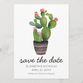 Reserva La Fecha Cactus Floral Rosa - Guardar La Fecha