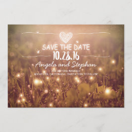 Reserva La Fecha cadena de luces ruborizada rústica guardar las tar