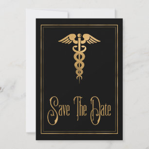 Reserva La Fecha Caduceo Médico Doctor Enfermera Azul Save The Date