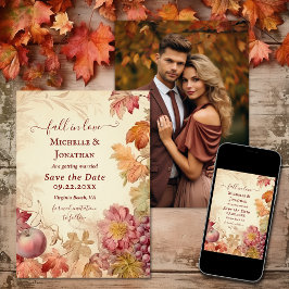 Reserva La Fecha Caída en el amor Foto de Boda Vintage de Otoño