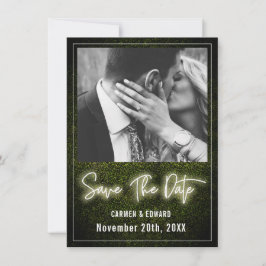 Reserva La Fecha Caja de boj de neón blanco para foto de boda